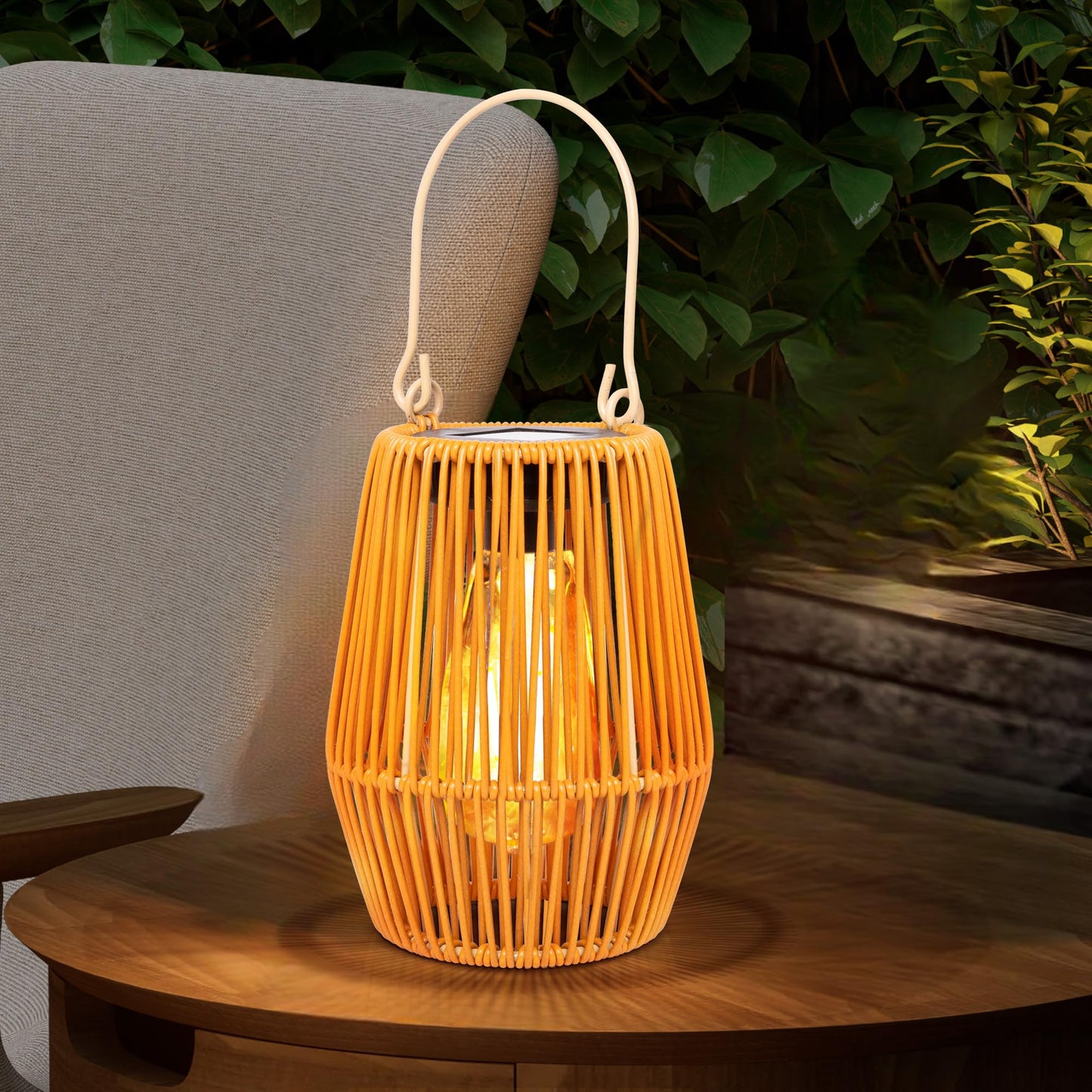 HPC Decor 2 Pack Solar Lanterns, Outdoor Waterproof Lights, Rattan, Hanging Outdoor, Lamp for Garden, Yard, Patio, Porch, Trees, Lawn, Pathway.
