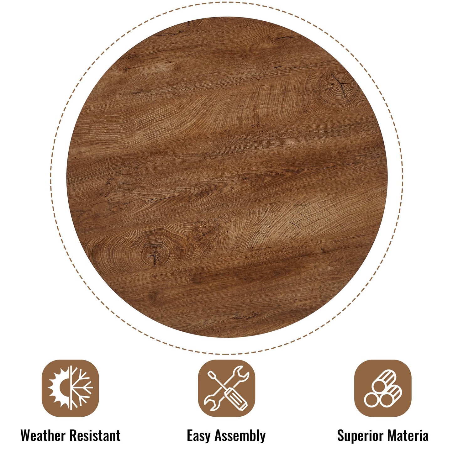 Pandolfini 37 Inch Round Dining Table Set for 4, Mid Century Modern Coffee Set for Dining Room Kitchen Apartment (Walnut Wood Color Table + 4 Dark Grey Chairs)