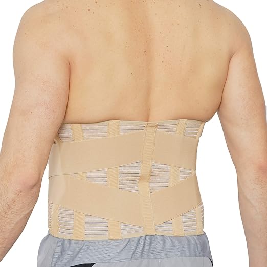 NeoTech Care Adjustable Compression Wide Back Brace Lumbar Support Belt (Charcoal, Size XXXL)