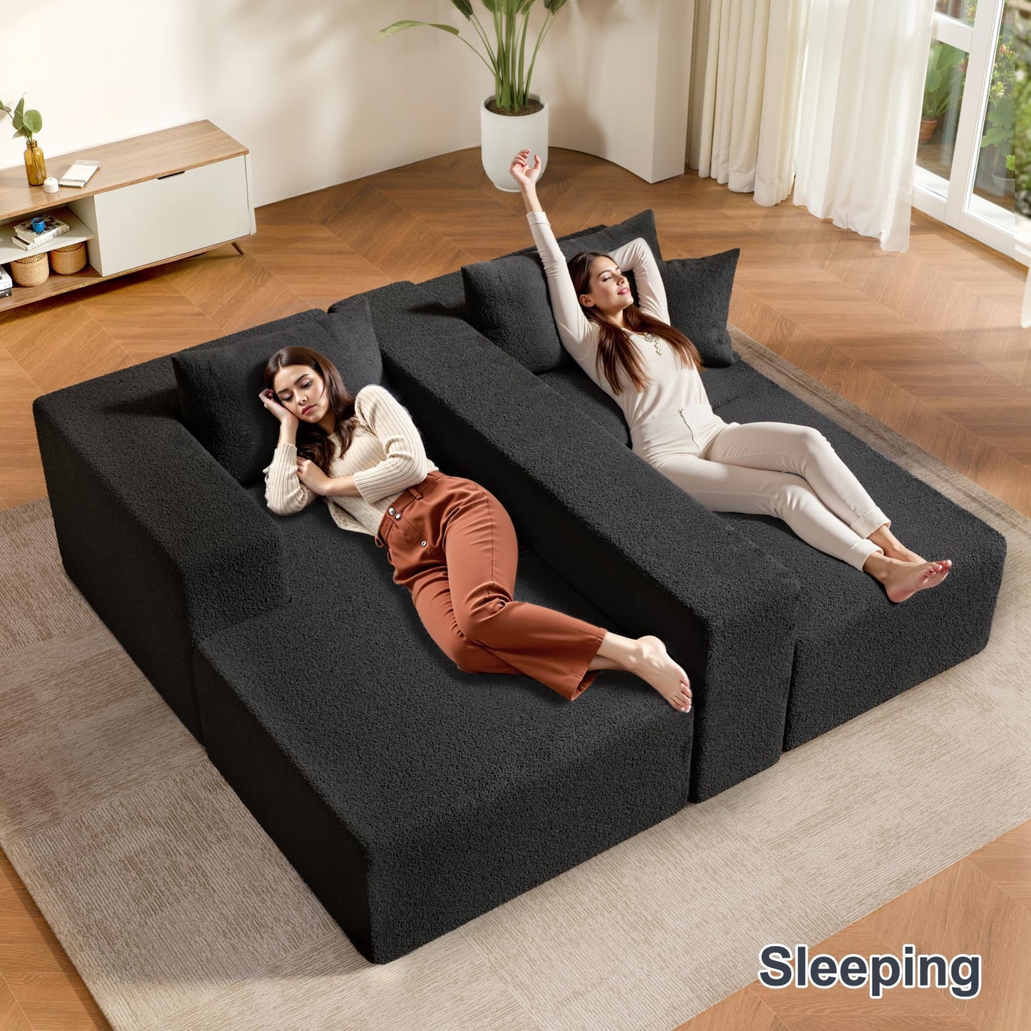 ComeWay 104" Sectional Couches for Living Room, Modular Sectional Sofa with Deep Seat, Cloud Couch for Living Room Bedroom, L-Shape Couch with Chaise, No Assembly Required (Plush, Left Facing Chaise)