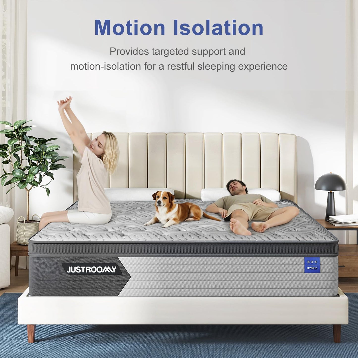 JUSTROOMY King Mattress Firm 12 Inch Hybrid Mattress with Gel Memory Foam, Cooling Ice Silk Top, Mattress in a Box, Back Pain Relief, Individual Pocket Spring-Extra Edge Support, 76*80", US Assembly