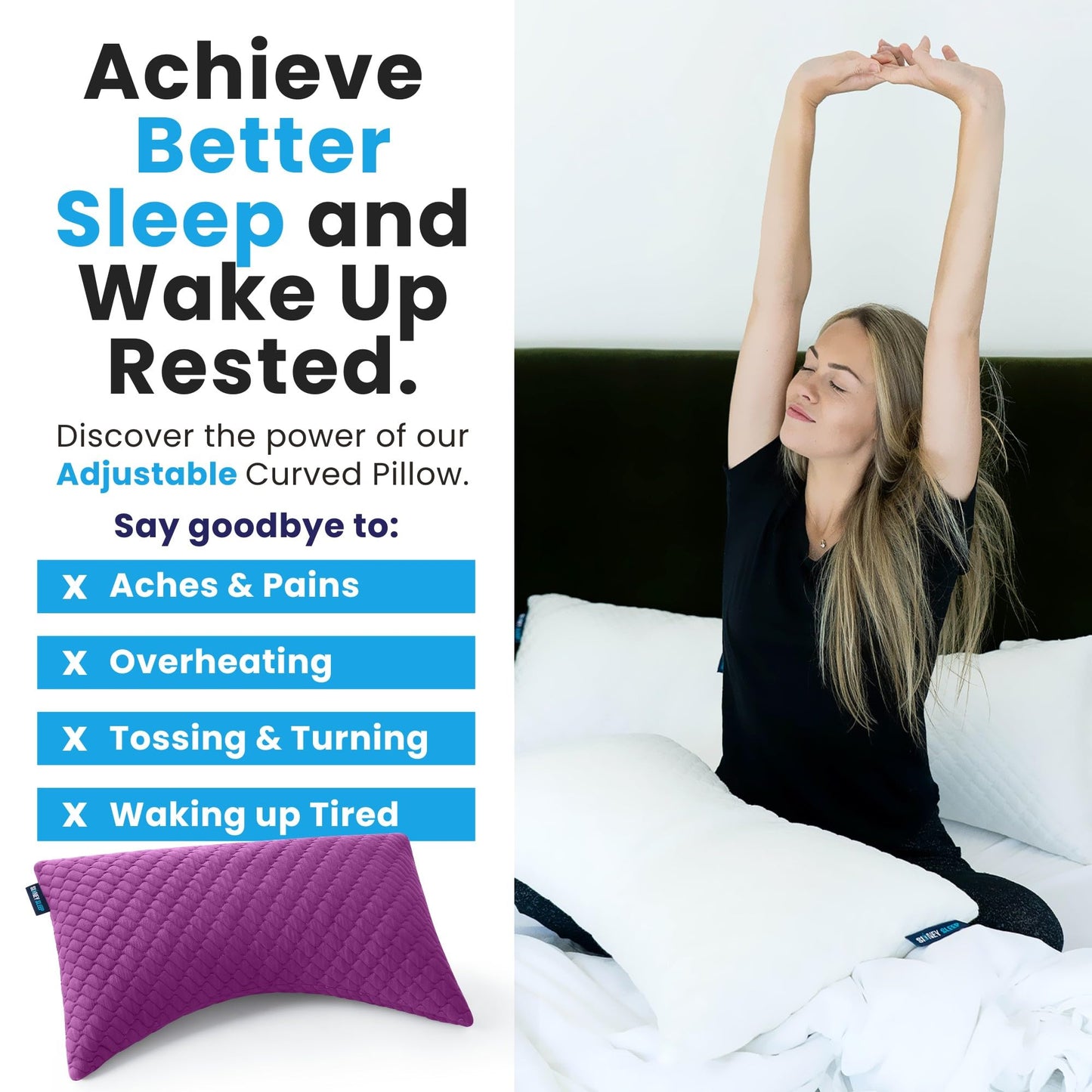Sidney Sleep Pillow for Side and Back Sleepers - Comfort for Neck and Shoulder Pain - Adjustable and Customizable Shredded Memory Foam Filling - King Size - Extra Foam Fill Included (Magenta, King)