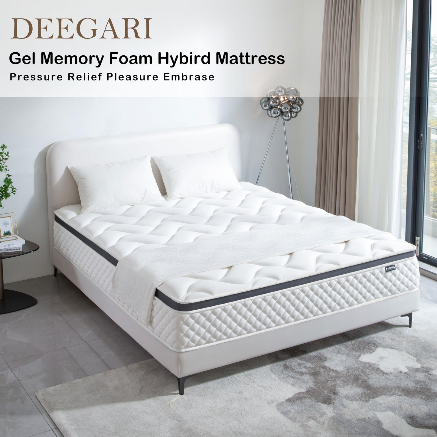 Deegari Queen Mattress, 14 Inch Queen Size Mattress in a Box,Memory Foam Hybrid Mattresses,with Individual Pocket Spring for Motion Isolation & Silent Sleep, Pressure Relief,Plush Firmness