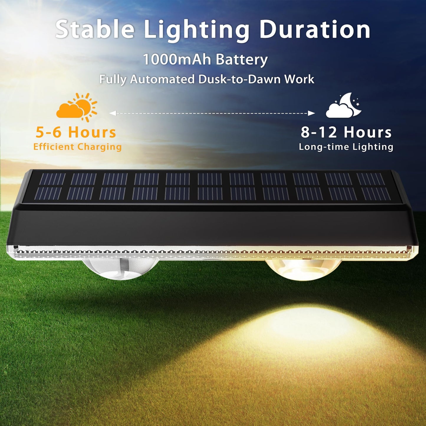 SunFlickt Solar Fence Lights Outdoor 8-Pack | IP67 Waterproof Solar Wall Light | Dusk to Dawn Auto On/Off 12+ Hours for Outside/Backyard/Railing/Step/Patio/Deck/Pool (Warm White & RGB 7 Colors)