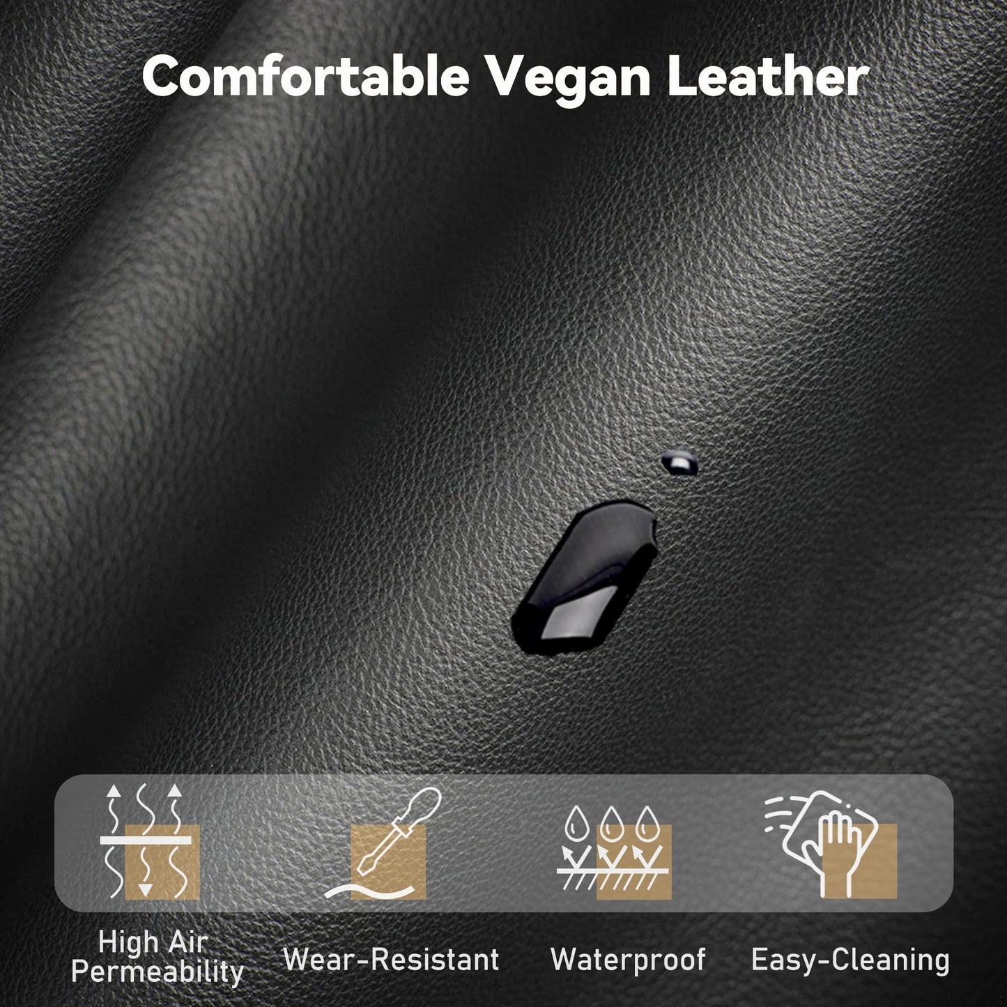80'' Leather Couch, Futon Sofa Bed, Faux Leather Couch with Adjustable Backrest, 2 Cup Holders & Side Pockets, Mid Century Modern Sofa for Living Room, Bedroom, Black