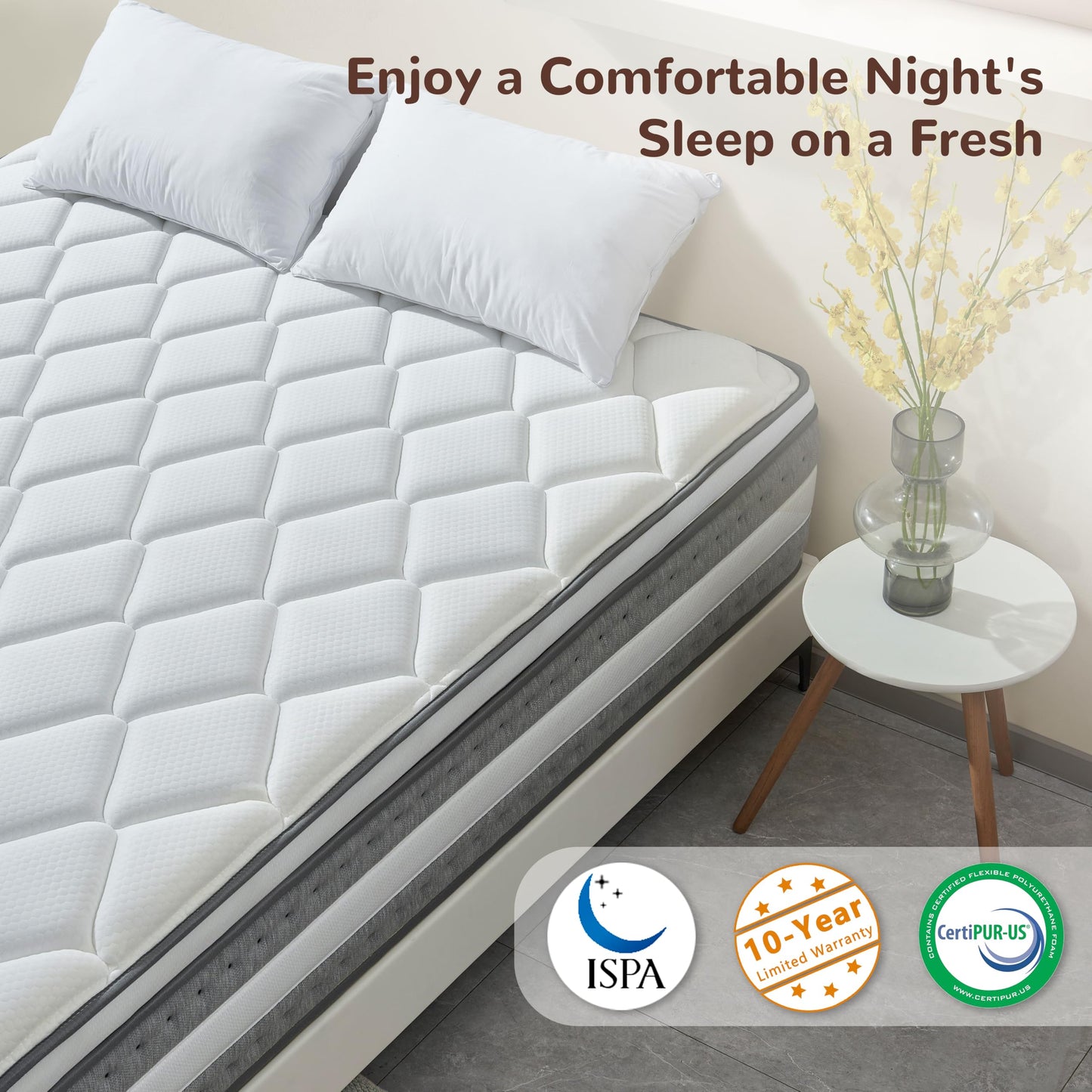 Naruchu Full Size Mattress, 12 Inch Memory Foam, Independent Spring, Soft and Comfortable Medium Firm Hybrid Mattress in A Box, Pressure Relief