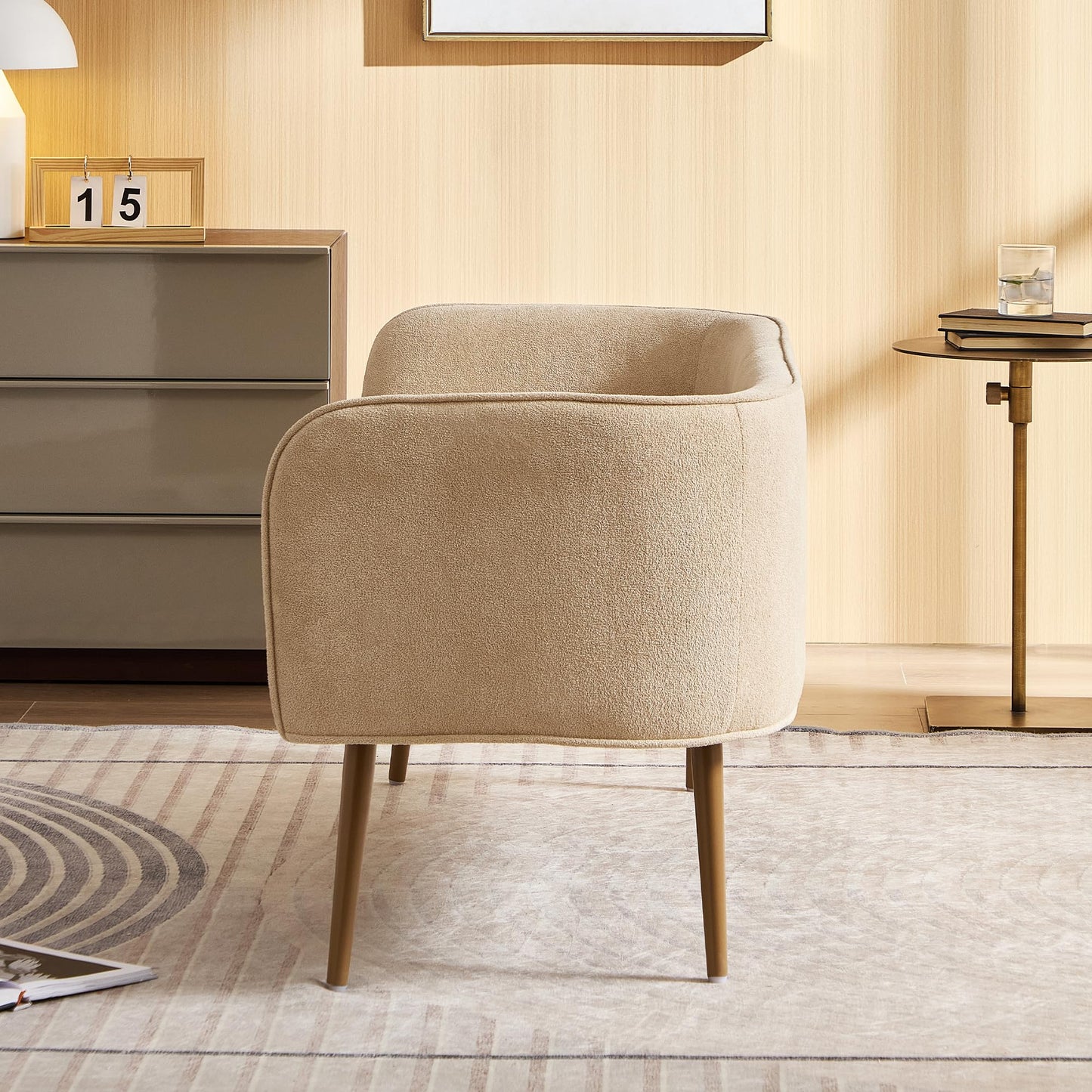 Forshare Bedroom Bench with Low Back,Inside Metal Frame (Beige)