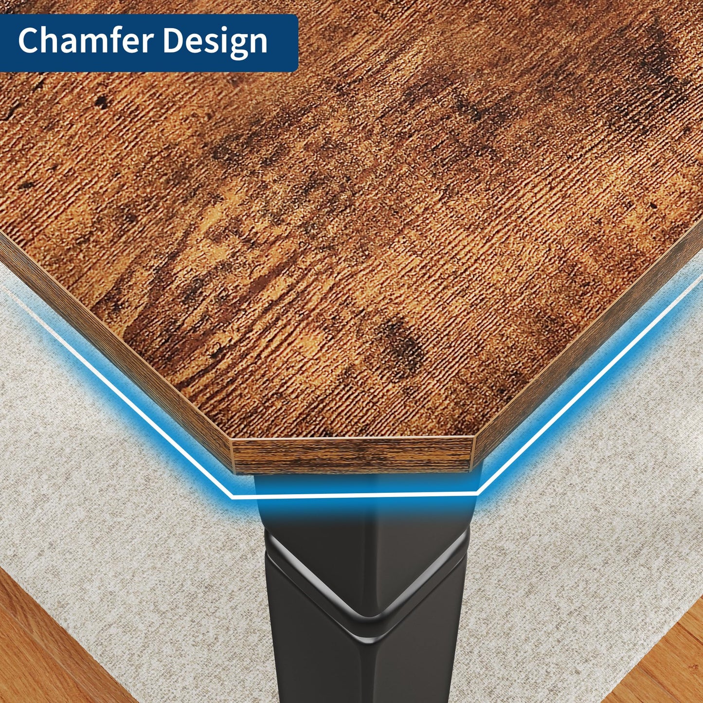 GAOMON Dining Table for 6-8 People - 78.7" Farmhouse Rustic Industrial Kitchen Table with Sturdy Metal Frame & Chamfered Corners, Wood Tabletop for Dining Room, Breakfast Nook, Small Space