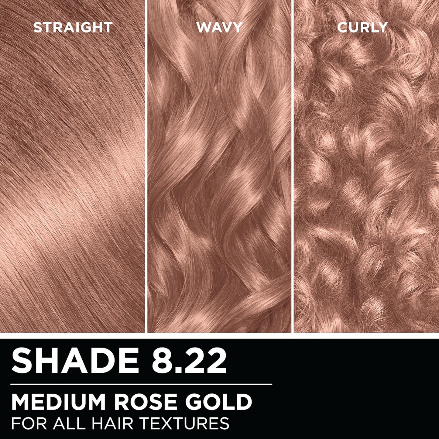 Garnier Hair Color Olia Ammonia-Free Brilliant Color Oil-Rich Permanent Hair Dye, 8.22 Medium Rose Gold, 2 Count (Packaging May Vary)