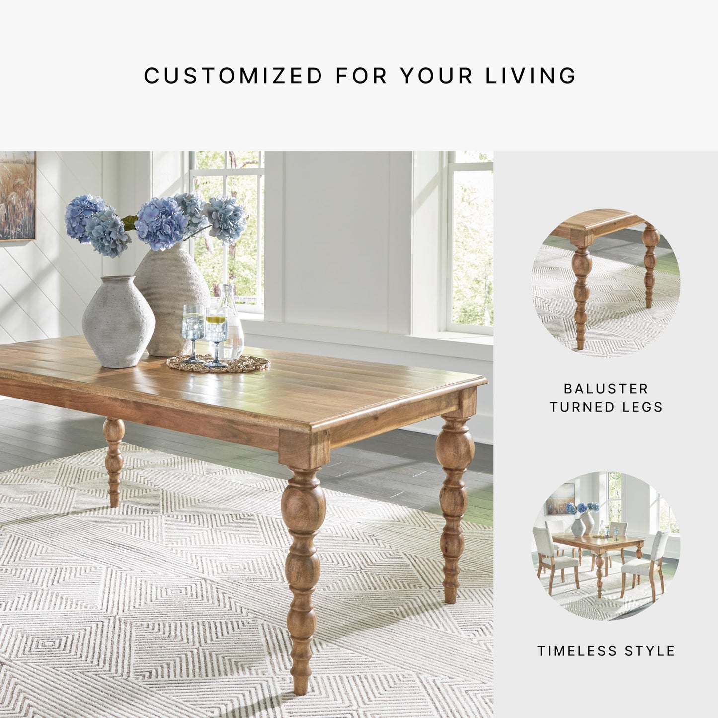 Signature Design by Ashley Rybergston Casual Dining Table with 4 Legs, Light Brown