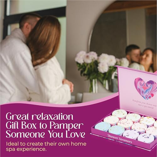 Aromatherapy Shower Steamers Gift Set – 12 Spa Tablets, 6 Scents (Lavender, Mint & Eucalyptus, Jasmine, Watermelon, Grapefruit & Orange) – Relaxation & Stress-Relief Self-Care Gifts for Women