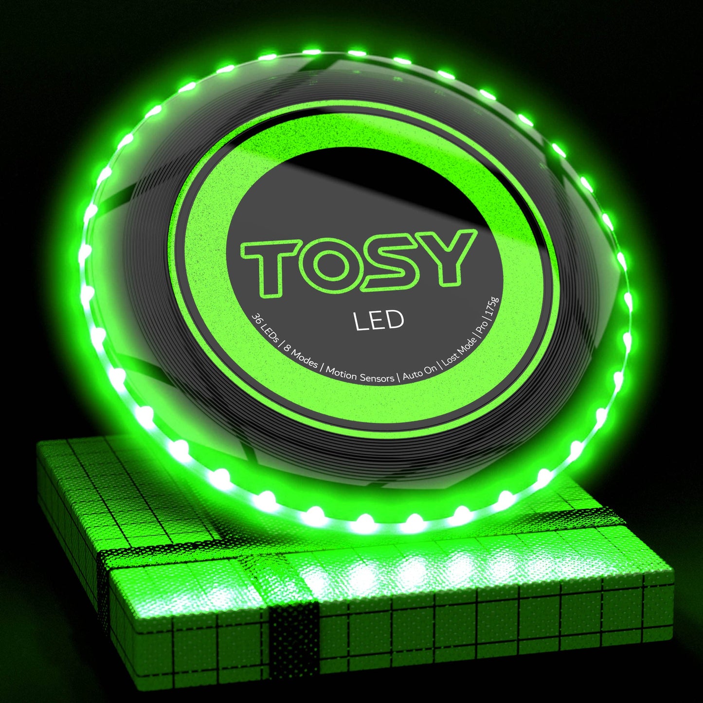 TOSY Flying Disc - 16 Million Color RGB or 36 or 360 LEDs, Extremely Bright, Smart Modes, Auto Light Up, Rechargeable, Perfect Birthday & Camping Gift for Men/Boys/Teens/Kids, 175g frisbees