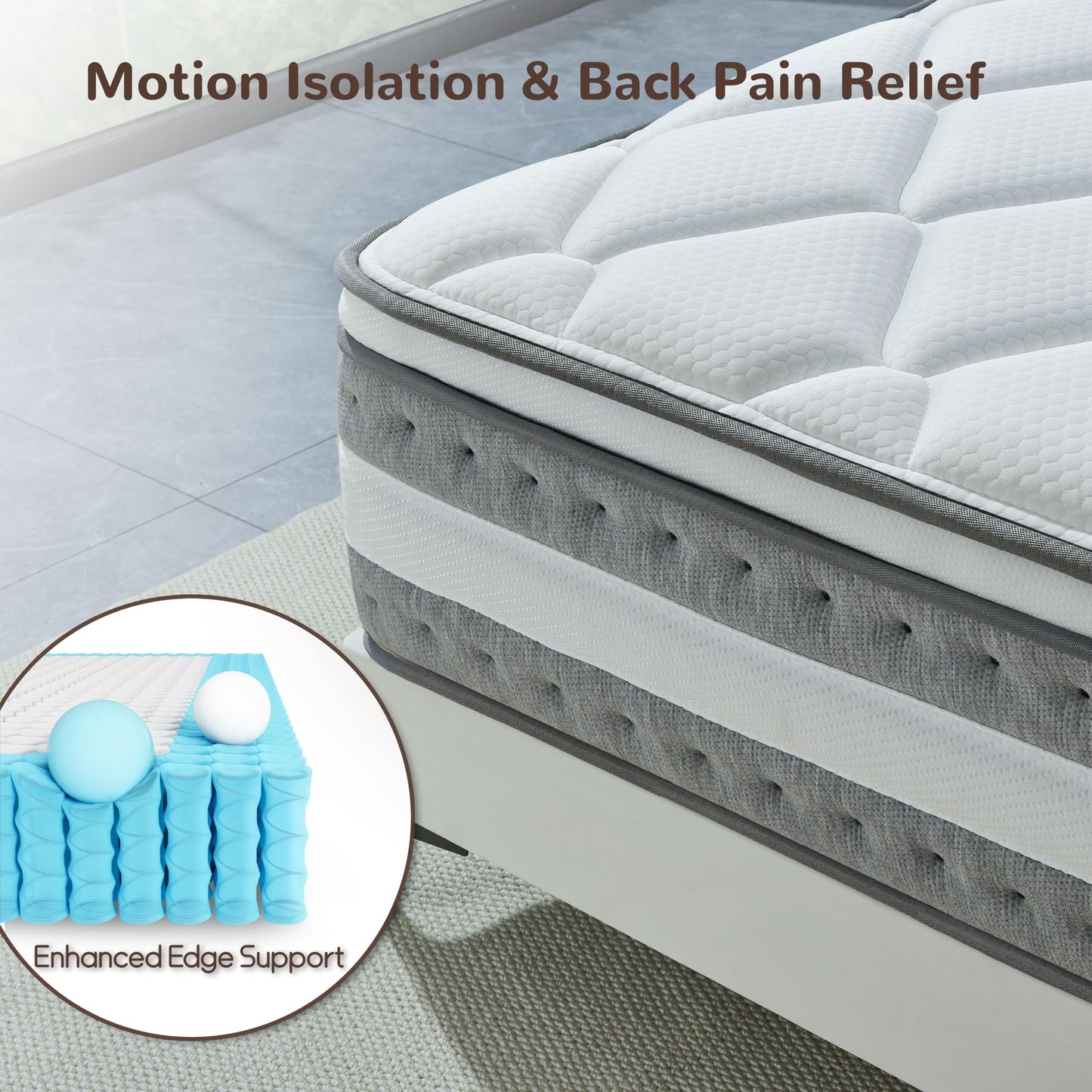 Naruchu Full Size Mattress, 12 Inch Memory Foam, Independent Spring, Soft and Comfortable Medium Firm Hybrid Mattress in A Box, Pressure Relief