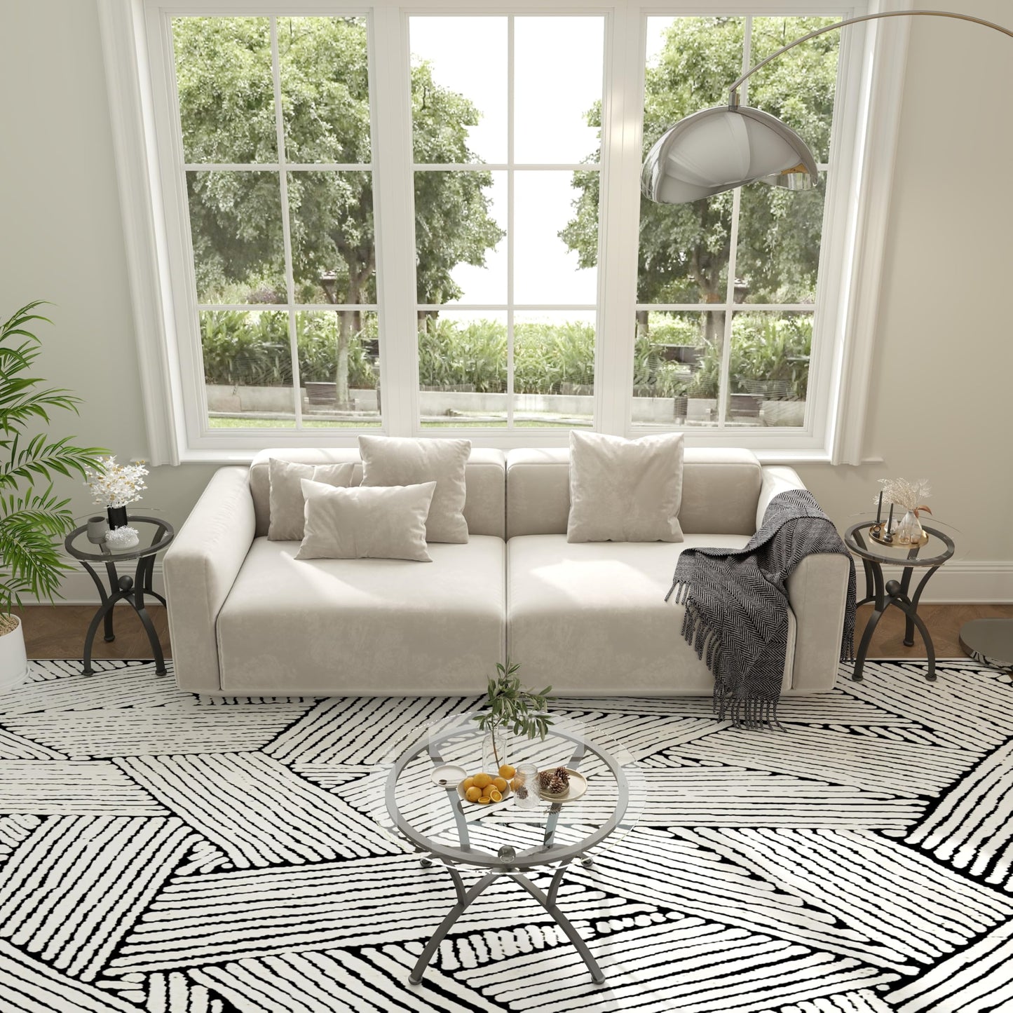 FILINGSKY Modern 3-Piece Tempered Glass Coffee Table Set – Sturdy Metal Frame, Elegant Design, Ideal for Living Room & Lounge Spaces(Round Tempered)