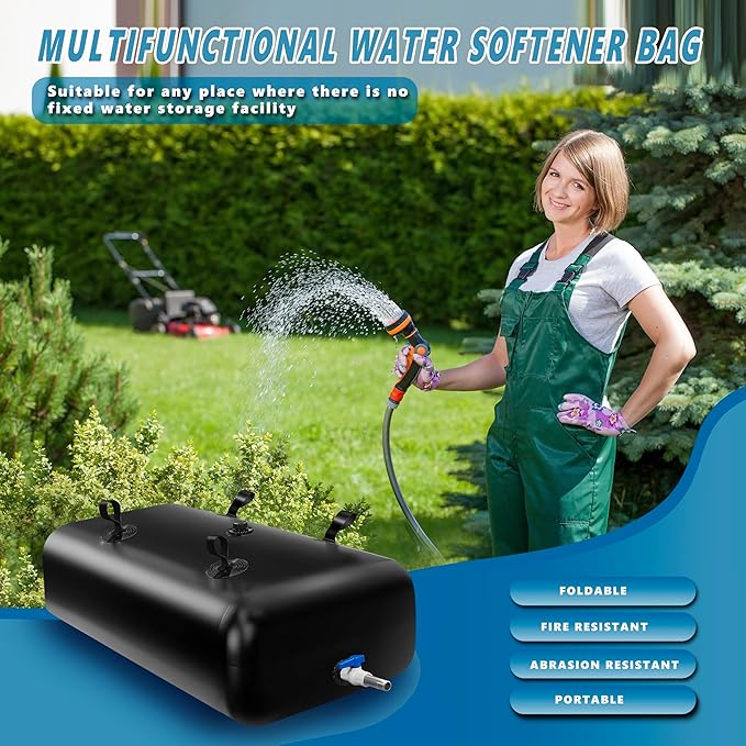 1400 L/370 Gal Water Bladder Tank, Foldable Portable Water Storage Container, Emergency Water Bag for RV, Truck Bed, Fire Prevention, Drought Resistance, Black