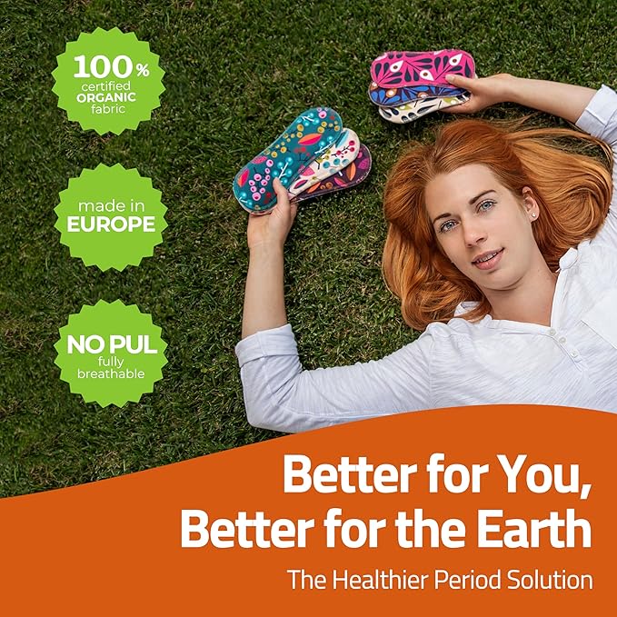 Natissy Cloth Panty Liners for Women; 7-Pack (Small) Mini Daily Organic Cotton Reusable Panty Liners Made in EU; Panty Liners Washable for Women & Teens; Thin Sanitary Reusable Liners, NOT for Period
