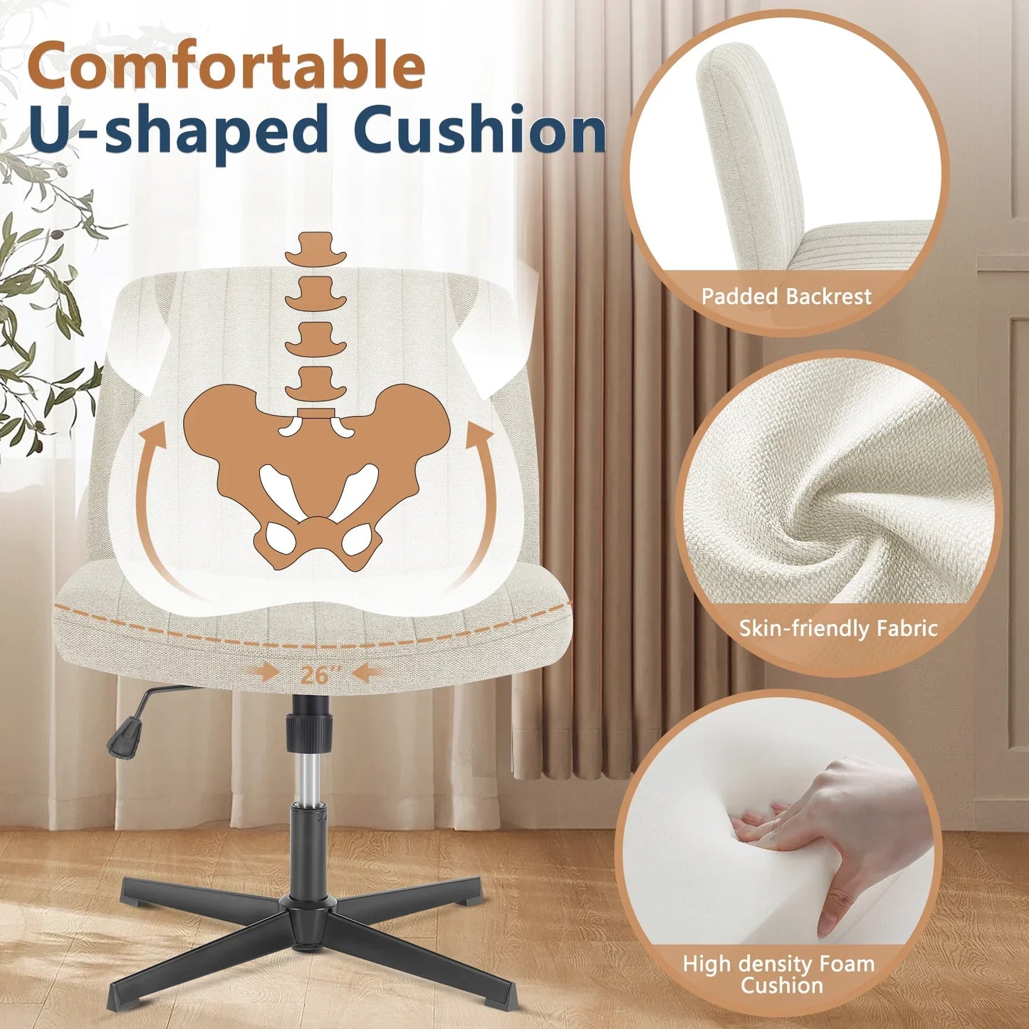JHK Cross-Legged Swivel Office Chair