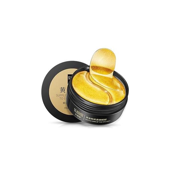 Senana MarinaUnder Eye Masks, Lines And Moisturizing Patches, Moisturizing, Nourishing, Improving Bags, Dark Circles, Under Gel Pads with Collagen Hyaluronic Acid (60 Pieces) (24K Golden eye Collagen)