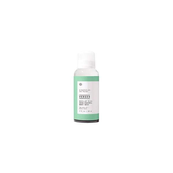 Versed Back-Up Acne Control Body Mist - All Over Blemish Spot Treatment + Salicylic Acid Spray with Tea Tree Oil & Witch Hazel Redness Relief for Back Vegan (3 oz)